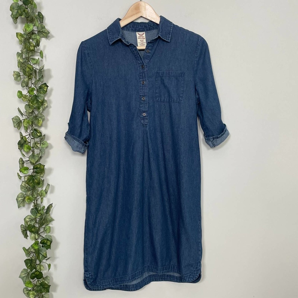 👗 Faded Glory Denim Shirt Dress - Size Small (4-6) - 100% Cotton